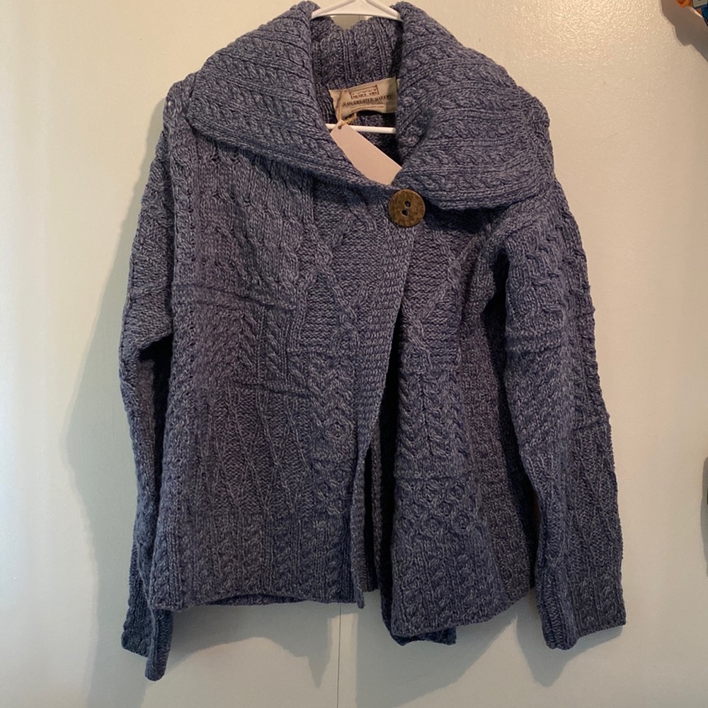 NWT Aran Patchwork Sweater with Collar
